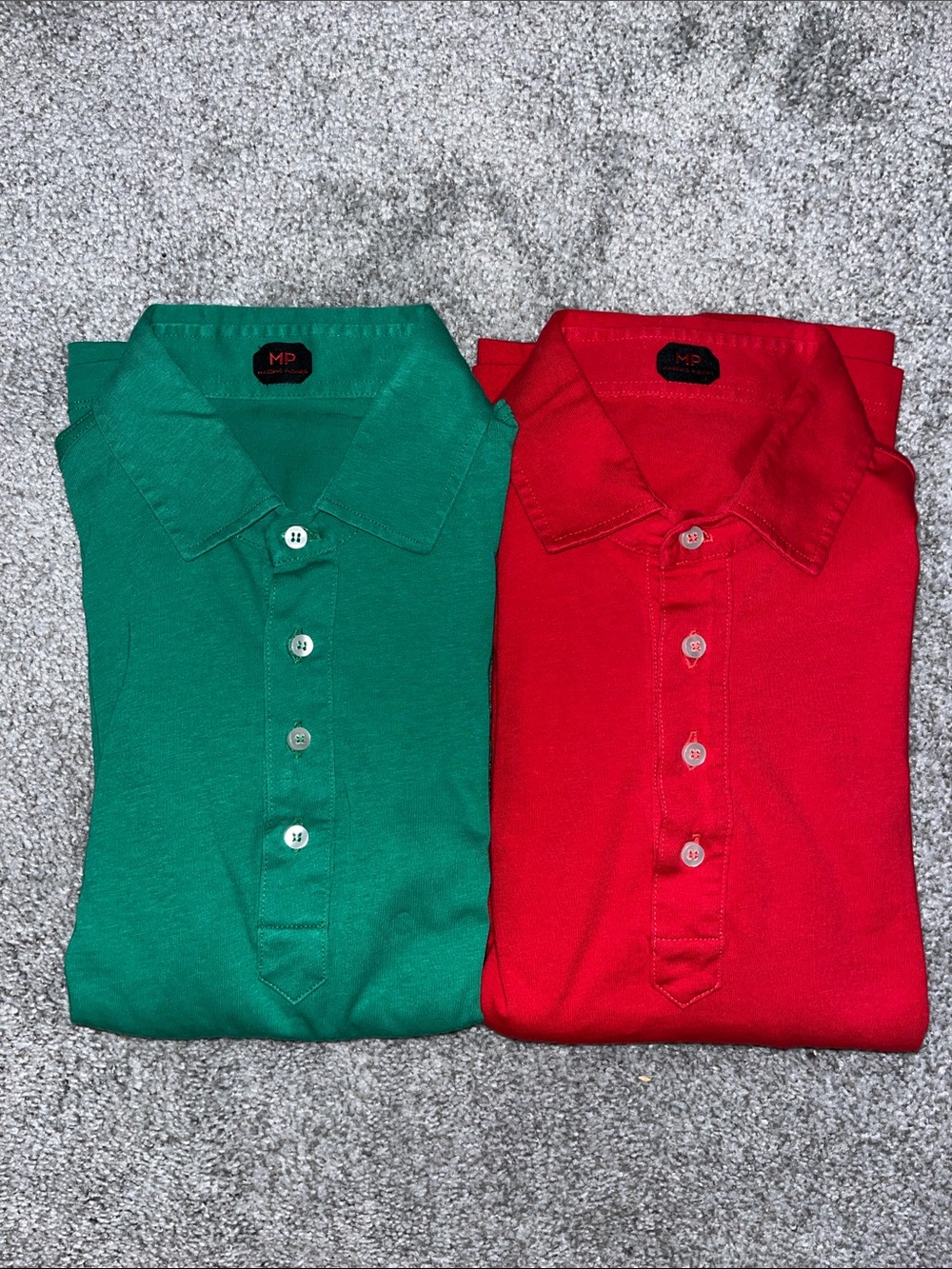 Two Green Red Retro 1973 Massimo Piombo MP Retro Italy LS Polo Golf Shirt M Slim